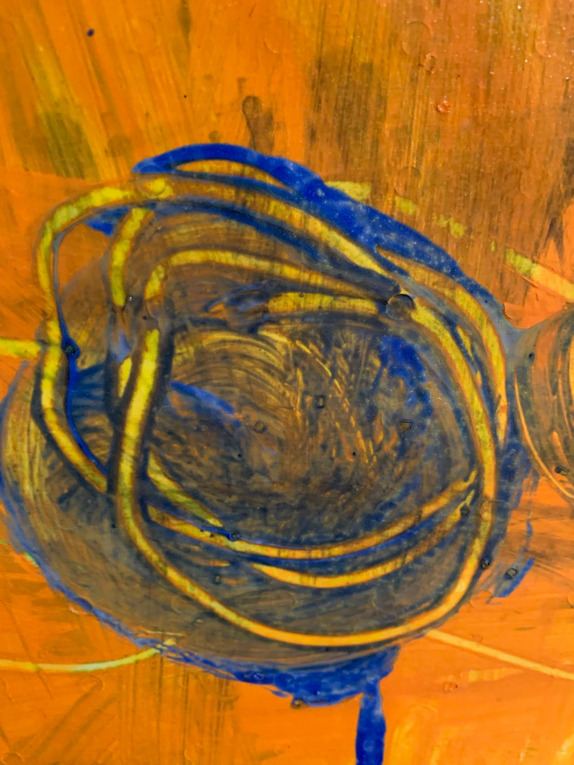 Stretching heart - Painting, acrylic on paper and wood (65x29")