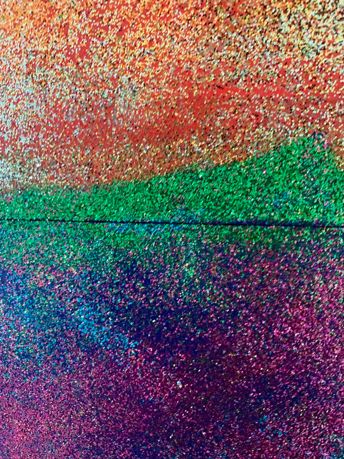 Sunrise - Acrylic and glitter on paper and wood, 2021 (47,5”x23")