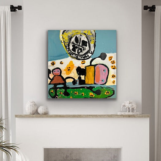 Surfing, Painting, Acrylic on canvas, 2022 (36x36")