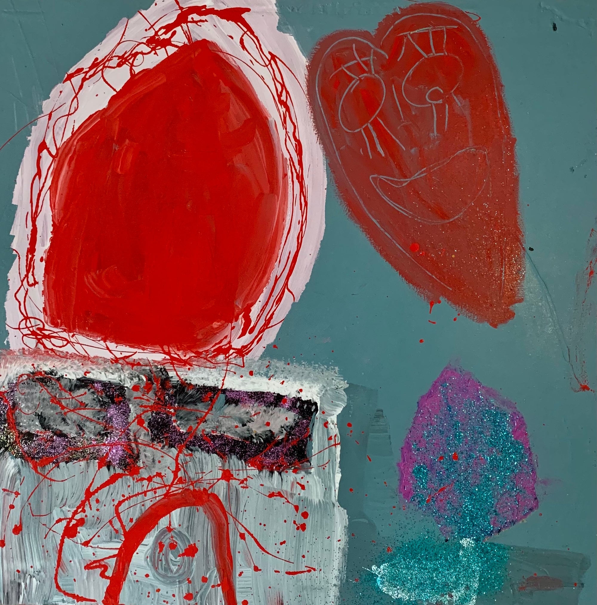 Messy Love - Painting, Acrylic on canvas, 2021 (36”x36”)
