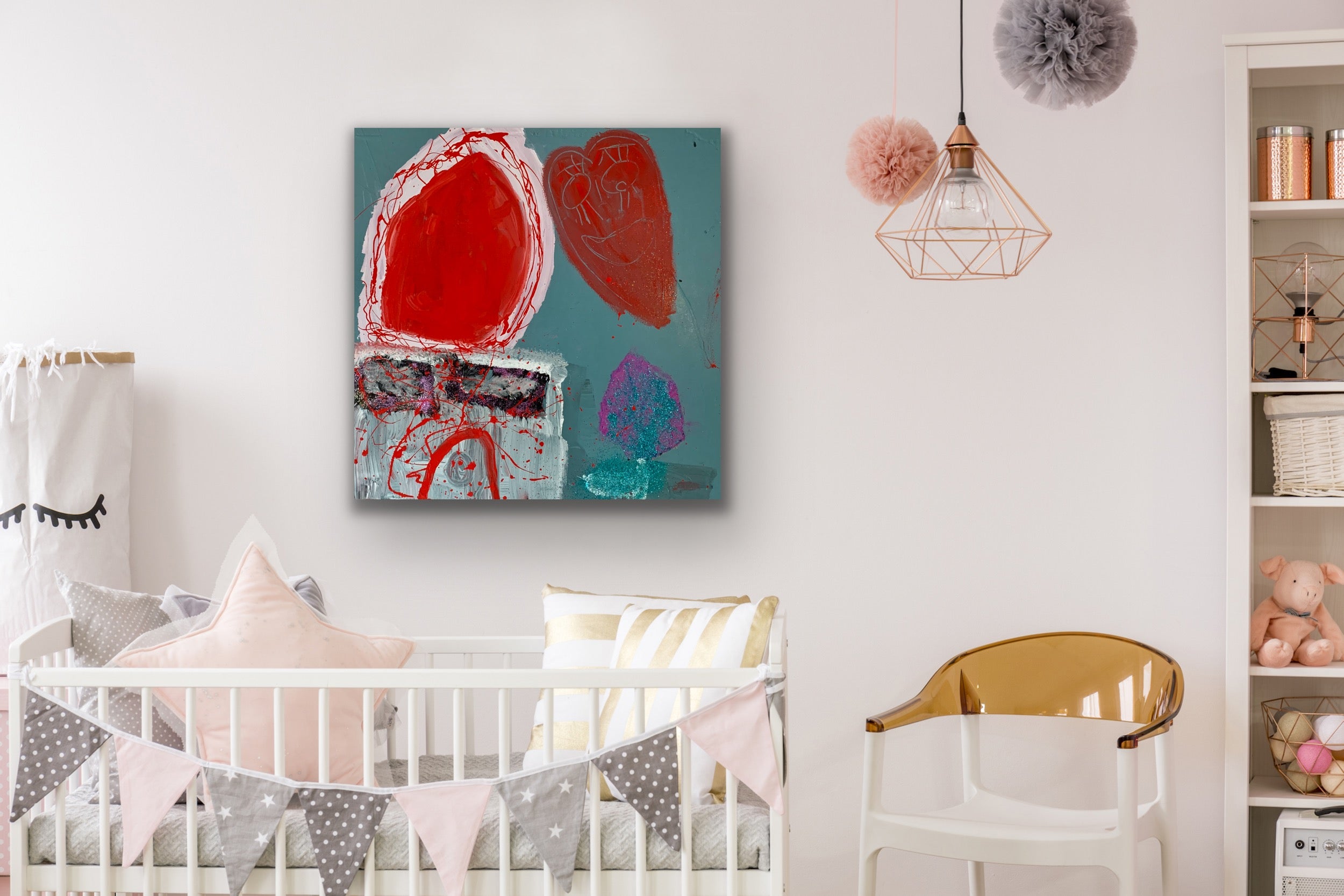 Messy Love - Painting, Acrylic on canvas, 2021 (36”x36”)