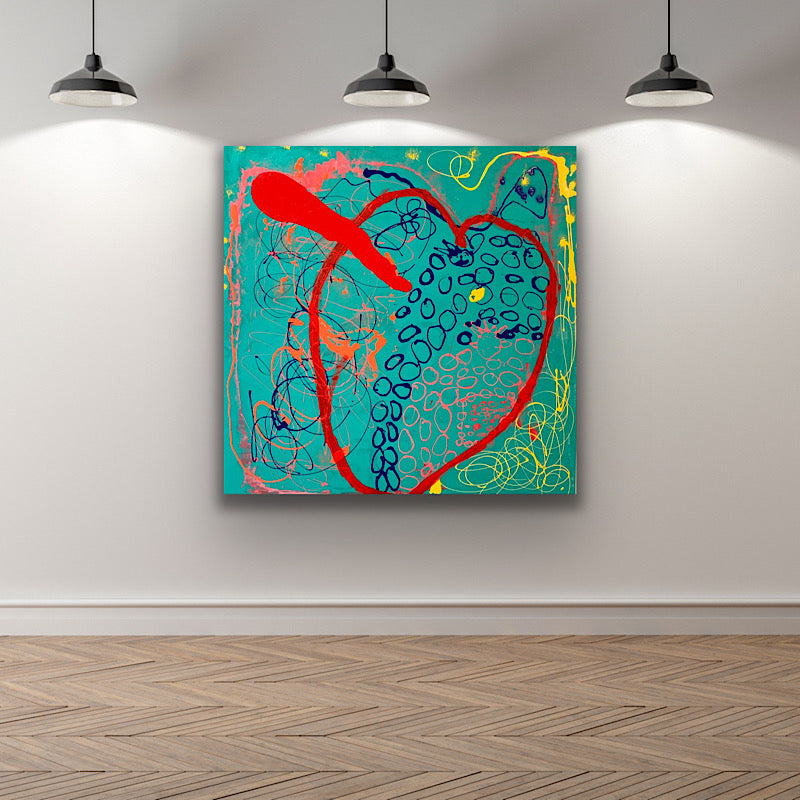 Inside my heart - Painting, acrylic on canvas, 2021 (50”x50")