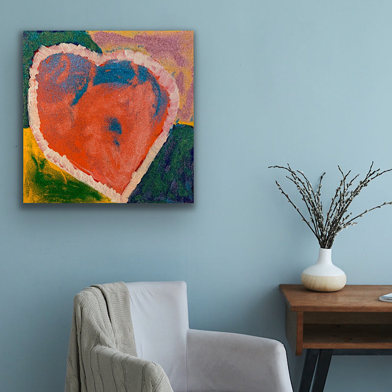 Shining Heart - Painting, acrylic and glitter on plywood, 2021 (23,5"x23,5")