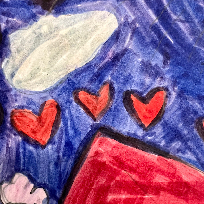 Love Thoughts - Original Drawing, Marker on paper, 2022 (14x17")